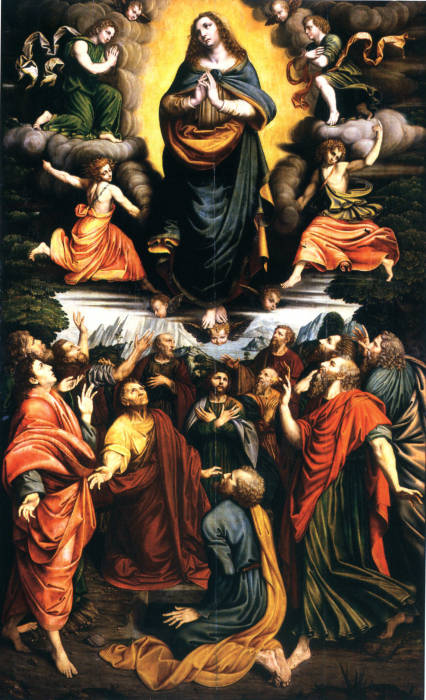 Particolare dopo il restauro della «Madonna in gloria e santi» di Lorenzo Lotto