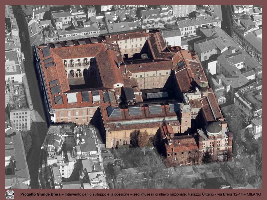 Una veduta aerea del Palazzo Brera